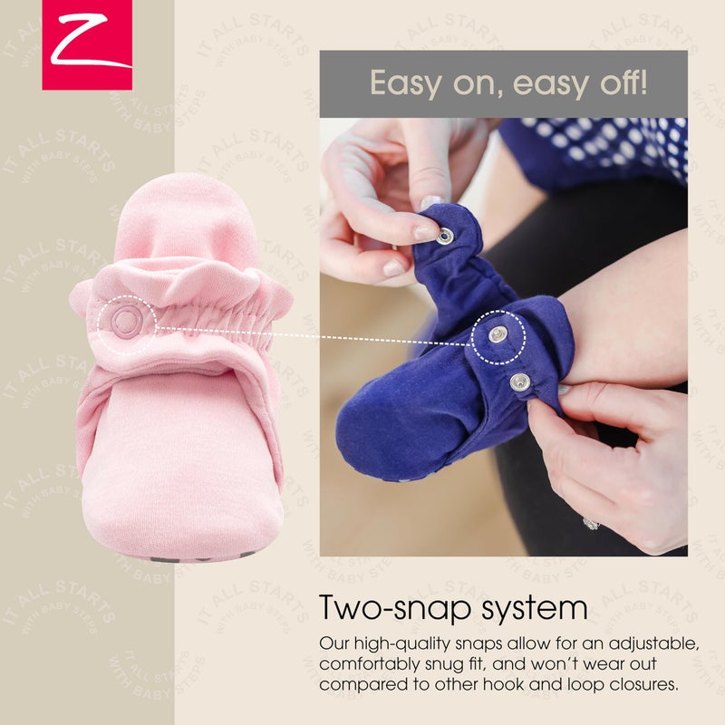 Zutano Unisex Organic Cotton Baby Booties With Gripper Soles, Baby Pink Solid, 6M - Image 3